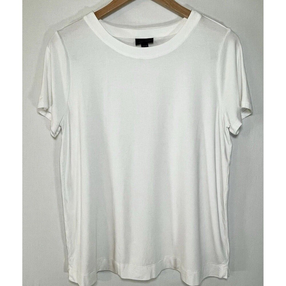 J.Jill Wearever Collection Ivory Cream Short Sleeve Round Neck Knit Top Size M
